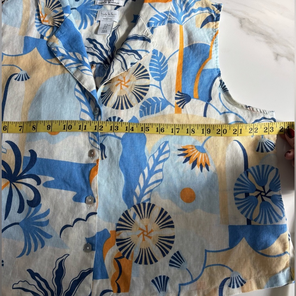 2 piece bundle Tropical Print Linen blouse Sz XL - Picture 8 of 10